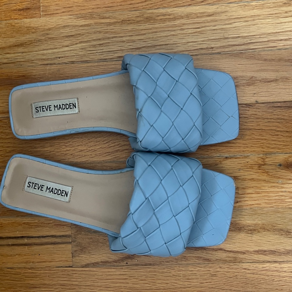 Steve Madden Blue Quilted Mules